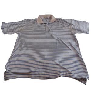 VTG Peter Millar Mercerized Cotton Blend Polo/Golf Shirt L Pink/Blue Stripes